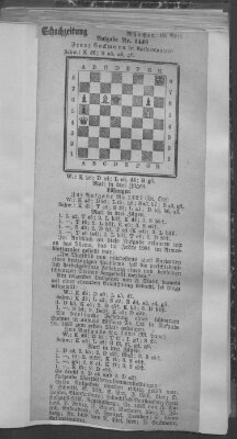 Schach-Zeitung (Münchner neueste Nachrichten) Samstag 19. April 1913