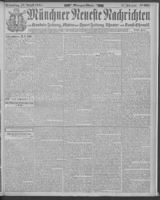 Münchner neueste Nachrichten Dienstag 28. August 1894