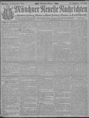 Münchner neueste Nachrichten Freitag 14. September 1894