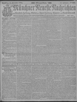 Münchner neueste Nachrichten Samstag 22. September 1894