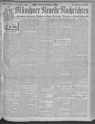 Münchner neueste Nachrichten Donnerstag 10. November 1892