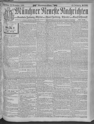 Münchner neueste Nachrichten Freitag 18. November 1892