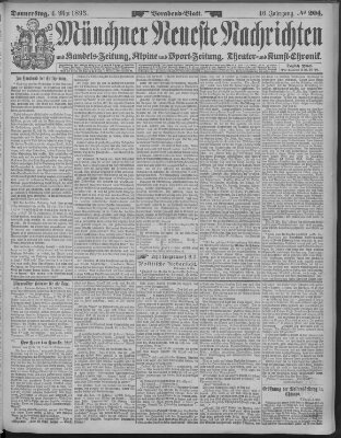 Münchner neueste Nachrichten Donnerstag 4. Mai 1893