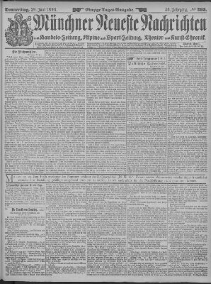 Münchner neueste Nachrichten Donnerstag 29. Juni 1893