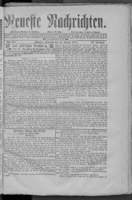 Neueste Nachrichten (Münchner neueste Nachrichten) Mittwoch 22. Januar 1879