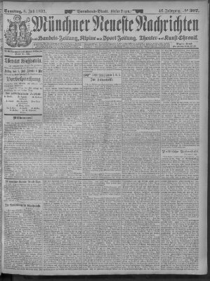 Münchner neueste Nachrichten Samstag 8. Juli 1893