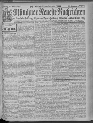 Münchner neueste Nachrichten Dienstag 15. August 1893