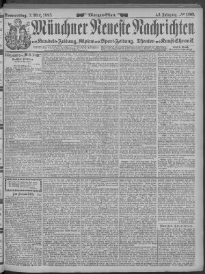 Münchner neueste Nachrichten Donnerstag 2. März 1893