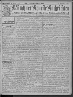 Münchner neueste Nachrichten Donnerstag 5. Januar 1893