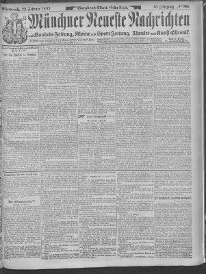 Münchner neueste Nachrichten Mittwoch 22. Februar 1893