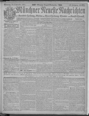 Münchner neueste Nachrichten Montag 30. September 1895