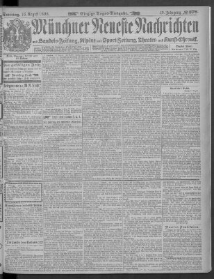 Münchner neueste Nachrichten Sonntag 16. August 1896