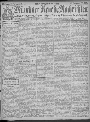 Münchner neueste Nachrichten Mittwoch 7. November 1894