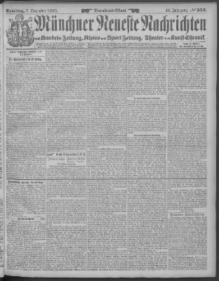 Münchner neueste Nachrichten Samstag 2. Dezember 1893