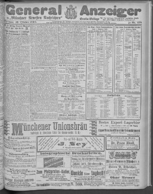 Münchner neueste Nachrichten Dienstag 16. Oktober 1894