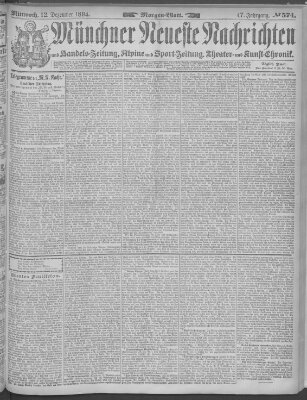 Münchner neueste Nachrichten Mittwoch 12. Dezember 1894