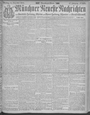 Münchner neueste Nachrichten Freitag 14. Dezember 1894