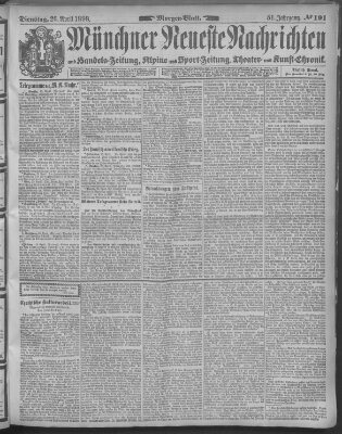 Münchner neueste Nachrichten Dienstag 26. April 1898