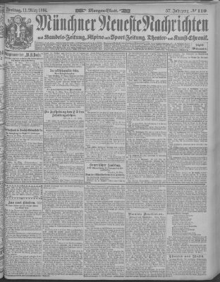 Münchner neueste Nachrichten Freitag 11. März 1904