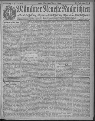 Münchner neueste Nachrichten Dienstag 4. Januar 1898
