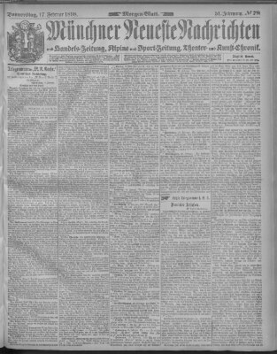 Münchner neueste Nachrichten Donnerstag 17. Februar 1898