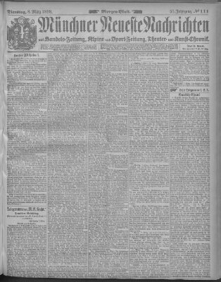 Münchner neueste Nachrichten Dienstag 8. März 1898