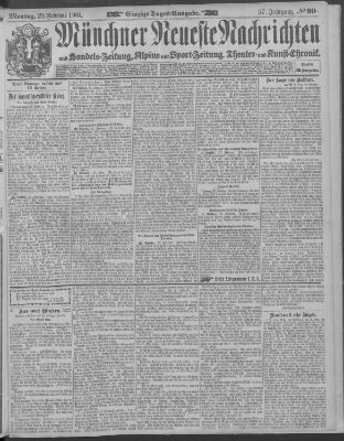 Münchner neueste Nachrichten Montag 29. Februar 1904
