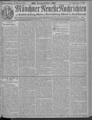 Münchner neueste Nachrichten Donnerstag 15. Januar 1903