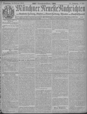 Münchner neueste Nachrichten Samstag 14. Februar 1903