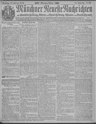 Münchner neueste Nachrichten Freitag 27. Februar 1903
