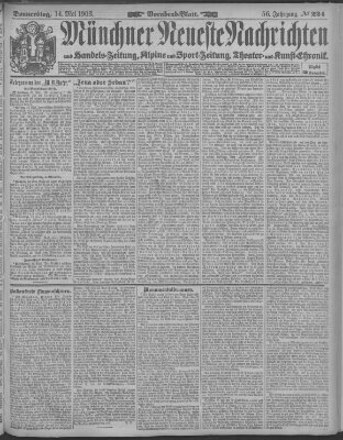 Münchner neueste Nachrichten Donnerstag 14. Mai 1903