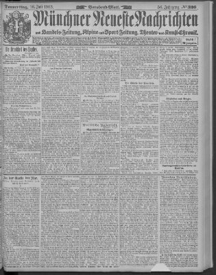 Münchner neueste Nachrichten Donnerstag 16. Juli 1903