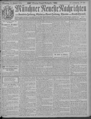 Münchner neueste Nachrichten Montag 11. Januar 1904