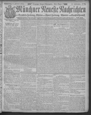 Münchner neueste Nachrichten Samstag 6. Januar 1894