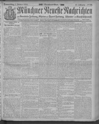 Münchner neueste Nachrichten Donnerstag 1. Februar 1894