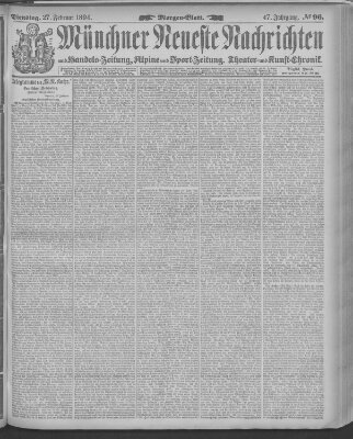 Münchner neueste Nachrichten Dienstag 27. Februar 1894