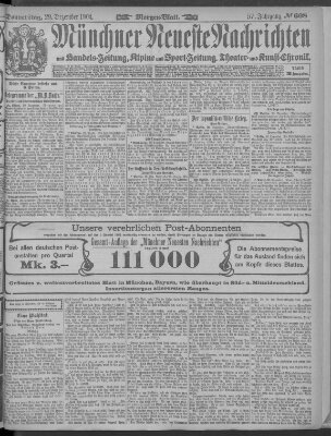Münchner neueste Nachrichten Donnerstag 29. Dezember 1904