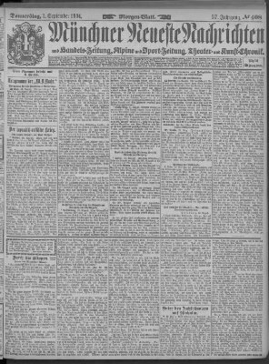 Münchner neueste Nachrichten Donnerstag 1. September 1904
