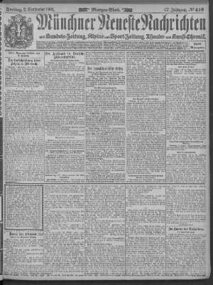 Münchner neueste Nachrichten Freitag 2. September 1904