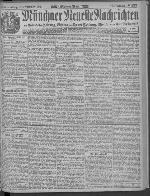 Münchner neueste Nachrichten Donnerstag 15. September 1904