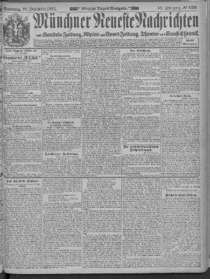 Münchner neueste Nachrichten Sonntag 10. September 1905