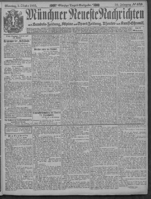 Münchner neueste Nachrichten Montag 2. Oktober 1905