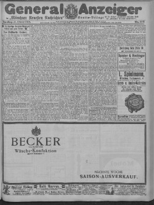 Münchner neueste Nachrichten Samstag 21. Oktober 1905