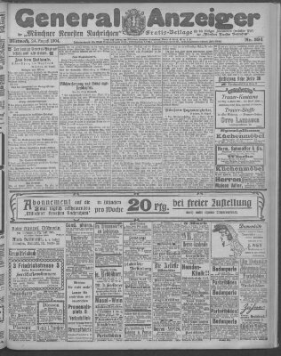 Münchner neueste Nachrichten Mittwoch 24. August 1904