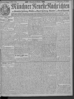 Münchner neueste Nachrichten Donnerstag 5. Mai 1904