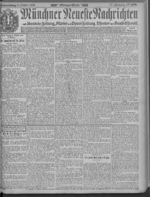 Münchner neueste Nachrichten Donnerstag 6. Oktober 1904