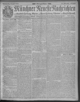 Münchner neueste Nachrichten Mittwoch 13. Juli 1898