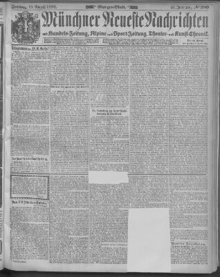 Münchner neueste Nachrichten Freitag 19. August 1898