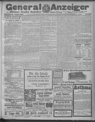 Münchner neueste Nachrichten Dienstag 30. August 1898