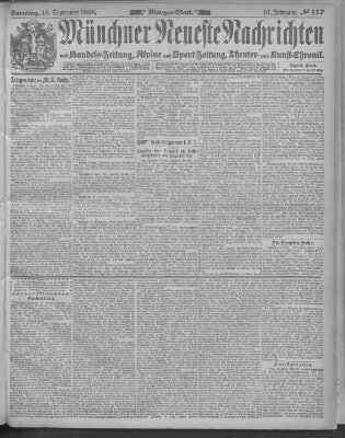 Münchner neueste Nachrichten Samstag 10. September 1898